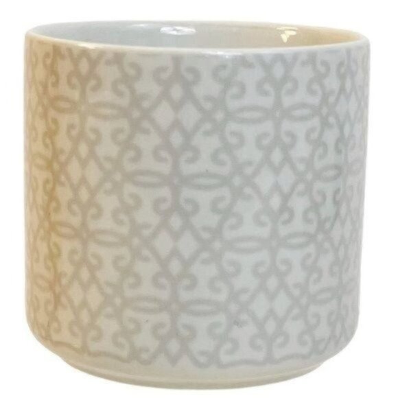 Starbucks 2014 White Gray Scroll Diamond Filigree Coffee Mug 12 fl ounce cup - Picture 2 of 7